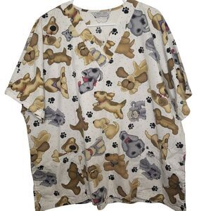Cherokee Dog/Paw Print Scrub Top